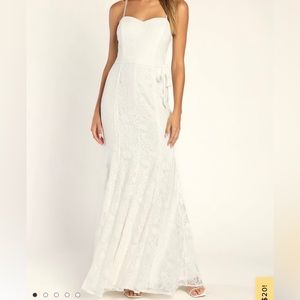 Lulus Everlasting Emotion White Lace Mermaid Maxi Dress
